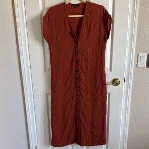 Madewell Rust Button-Front Midi Dress
